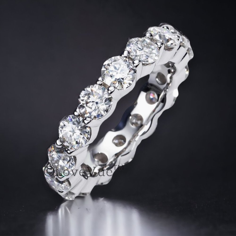 3mm Diamond Brilliant Cut Full Eternity Wedding Engagement Band Ring - Picture 4 of 14